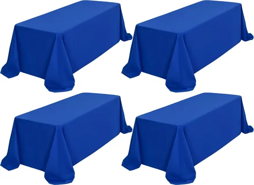 Miniatura 35 de Showgeous Paquete de 4 manteles rectangulares de poliéster de 60 x 102 pulgadas, resistentes a las arrugas, lavables, para bodas, mesas de comedor