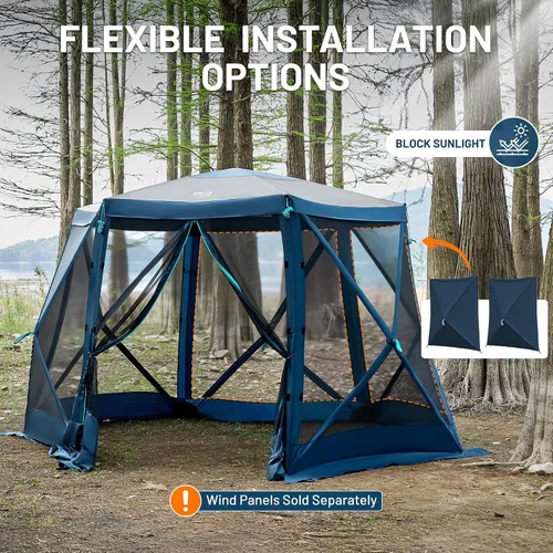 Miniatura 5 de Timber Ridge Gazebo desplegable, casa portátil de pantalla instantánea con malla, fácil de instalar en 60 segundos, mide 12.1' x 10.5' x 7.2', se