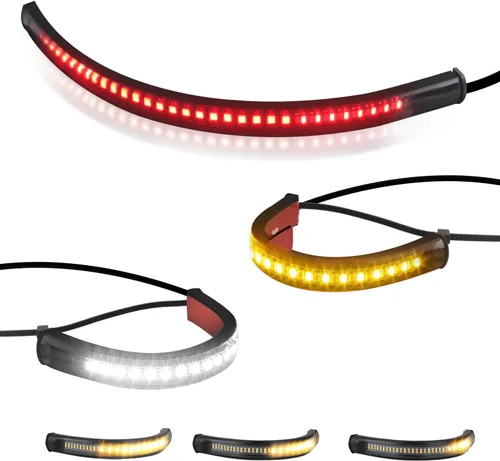 Miniatura 7 de Tira de luces direccionales para motocicleta, intermitentes LED universales flexibles de 12V compatibles con Harley Cafe Racer, moto de doble uso