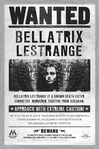 Miniatura 17 de Trends International El mundo mágico: Harry Potter - Póster de Bellatrix Wanted, 14.725" x 22.375", versión con marco de madera tipo granero