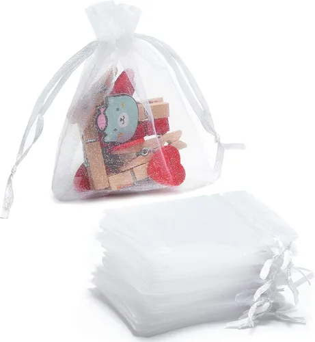 Tendwarm 100 bolsas de organza transparente de 3 x 4 pulgadas para fiestas, bodas, Navidad, festivales, bolsas de regalo con cordón