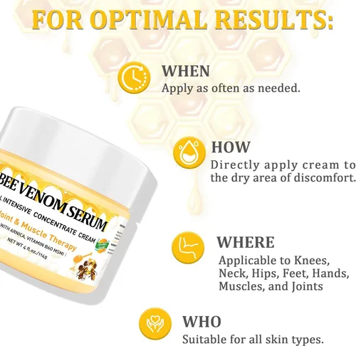 Miniatura 3 de Natural Organic NZL Bee Venom Professional Serum Care, Joint & Muscle & Bone Cream Gel - For Back, Neck, Hand, Foot, Knee, Muscle, Shoulder, Hip