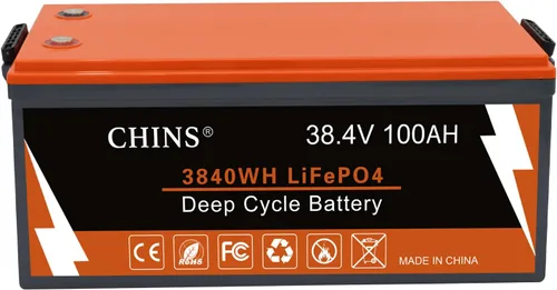 Batería de litio Bluetooth CHINS LiFePO4 de 36 V y 100 Ah, BMS integrada de 200 A, perfecta para carrito de golf, barco, casa rodante, sistema de