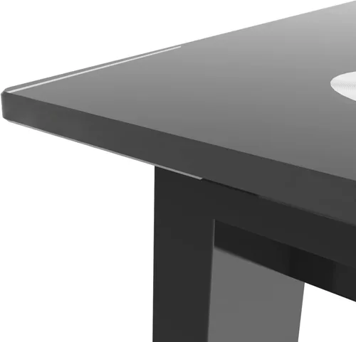 Miniatura 6 de Mesa de comedor rectangular de vidrio templado con patas de metal, color negro, 52 x 27.6 pulgadas x 29.5 pulgadas de alto