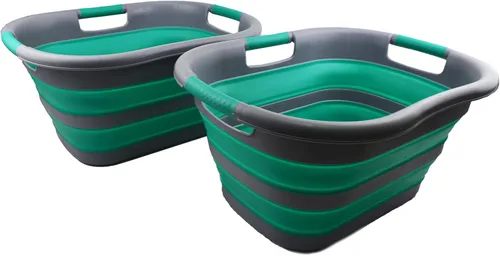 SAMMART Cesta plegable de plástico para la ropa sucia de 30 litros (7.9 galones), contenedor de almacenamiento plegable y organizador, tina de
