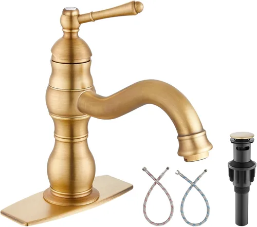 Miniatura 13 de Heyalan Grifo de lavabo de baño con un solo agujero, 1 mango, montaje en cubierta, grifo de lavabo de baño de una sola manija, grifo mezclador