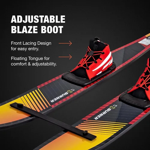 Miniatura 4 de HO Combo de esquís acuáticos deportivos con fijaciones Blaze, 140 lbs+, velocidad máxima 26 mph, dorado/negro