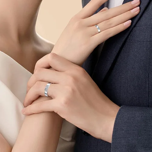 Miniatura 5 de Couples Rings Set Matching Promise Rings Adjustable Wedding Trendy Titanium Stainless Steel Rings for Couples Valentines Day Jewelry