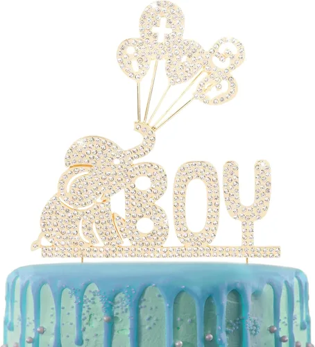 Miniatura 9 de LINGTEER It's a Girl Elephant Baby Girl - Decoración para pastel de diamantes de imitación - Saludos a la dulce niña, decoración de regalo de fiesta