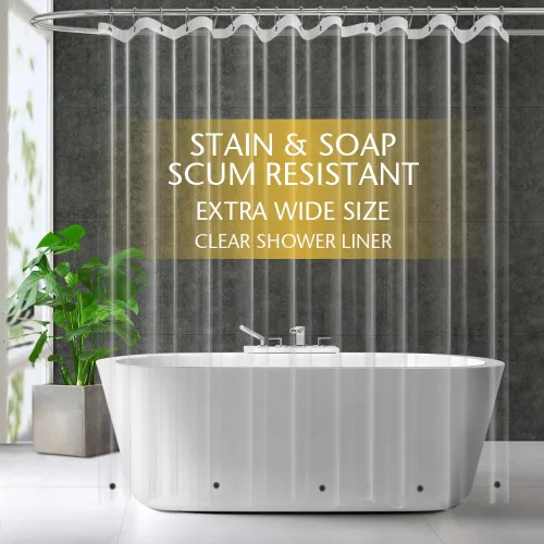 Miniatura 16 de ZEMAHOME Paquete de 4 cortinas de ducha de plástico PEVA de alta calidad, peso ligero, 72 x 72 pulgadas, forro transparente para cortina de baño