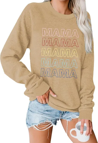 Miniatura 6 de Sudadera para mujer con divertido estampado de letras, blusa informal de manga larga para otoño