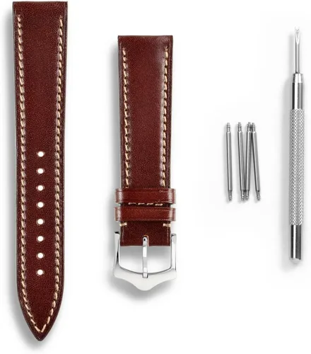 Miniatura 6 de WOCCI Correa de reloj de lujo de 0.866 in, correa de piel italiana con hebilla cónica (borgoña)