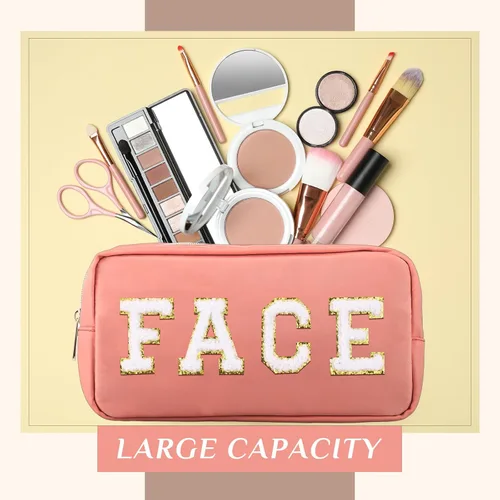 Miniatura 6 de Remerry 4 piezas de bolsas de cosméticos de nailon impermeables, organizador de maquillaje espacioso para viajes para mujeres, bolsa de chenilla