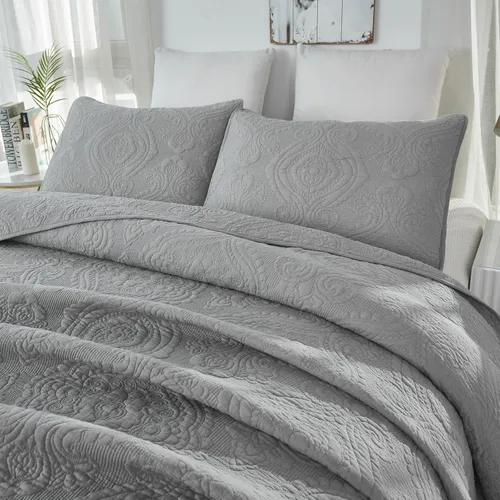 Miniatura 10 de Brandream Juego de Ropa de Cama Acolchado con Medallón de Lujo Tamaño King de Algodón Estilo Granja Juego de Edredón Tamaño Queen Colcha Matelassé