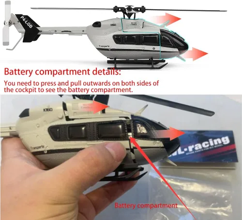 Miniatura 4 de Helicóptero Wltoys K160, helicóptero de rescate EC-145 de 4 canales con motor sin escobillas y giroscopio 6G, retención de altitud, mosca de un solo