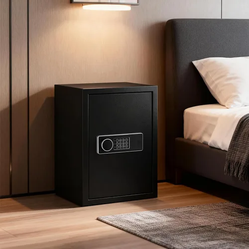 Miniatura 7 de Caja de seguridad digital grande de 3.4 pies cúbicos para el hogar, 19.7 pulgadas de alto con bolsa de documentos ignífuga, alarma, llaves
