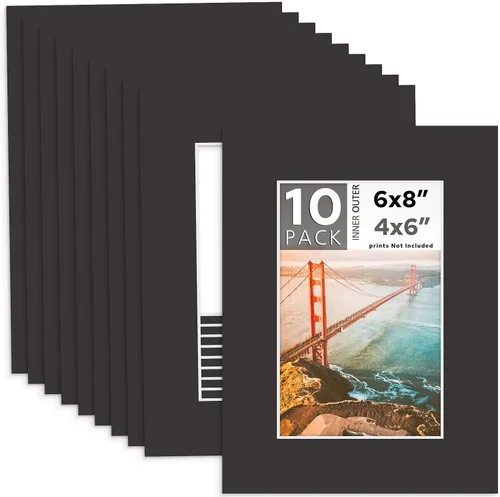 Miniatura 17 de MBC MAT BOARD CENTER, Paquete de 5 paspartús negros de 4x6 para fotos de 3x5, corte biselado, libre de ácido, grosor de 4 capas