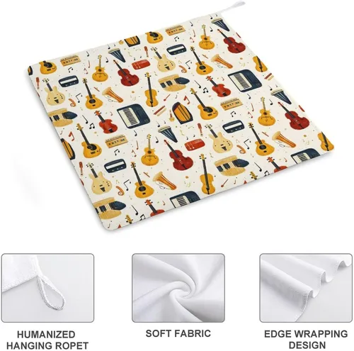 Miniatura 3 de Toallas de mano con estampado de instrumentos musicales retro para baño, cocina, bonitas toallas de cocina colgantes con lazo para colgar, toalla