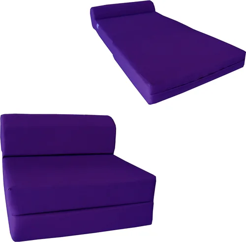 D&D Futon Furniture Cama plegable de espuma para silla de dormir, sofá cama portátil para invitados, 6 x 32 x 70 pulgadas, color morado