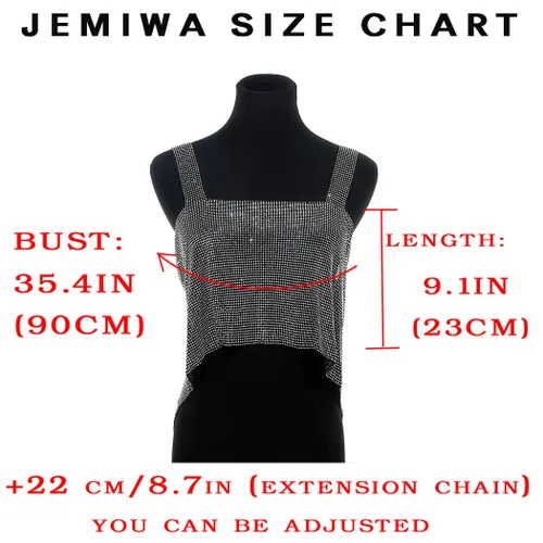 Miniatura 5 de Top corto de lentejuelas brillantes, bikini plateado halter de metal, cadena para el cuerpo, sin negro, playa, rave, club, cadenas de pecho
