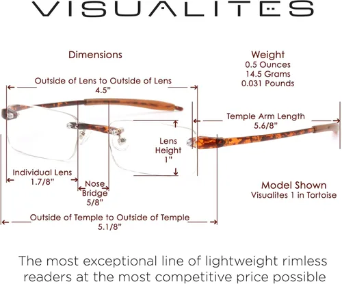 Miniatura 9 de Visualites Gafas de lectura ligeras sin montura para hombres y mujeres - Modelo - VIS 1 Lavanda