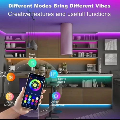 Miniatura 5 de Luz LED para TV, tira de luz RGB que cambia de color, tira de luz de TV con control remoto USB para TV de 32 a 80 pulgadas, instalación rápida