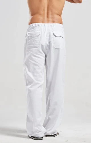 Miniatura 3 de utcoco Qiuse - Pantalones de playa para hombre, corte holgado, pierna recta, cintura elástica, marino