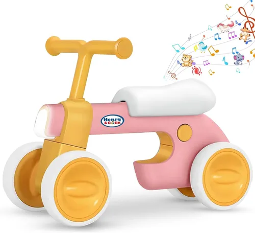 Miniatura 8 de Henry & Colin Bicicleta First Balance para niños de 1 año, bicicleta de 4 ruedas con luces divertidas y música, asiento suave, juguete de paseo sin