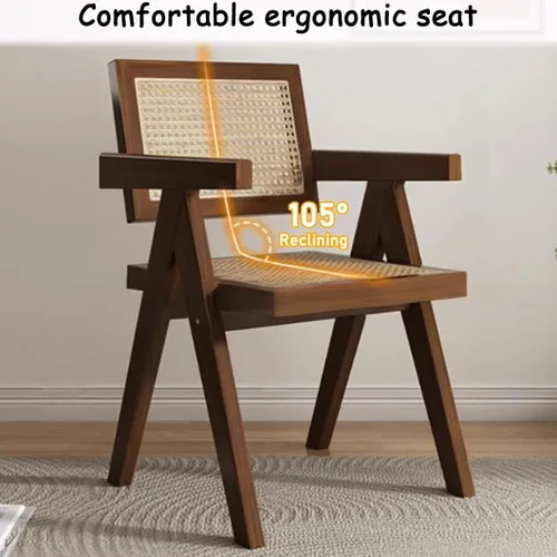 Miniatura 6 de YVYKFZD Juego de sillas de comedor de madera, sillas de comedor de ratán, silla de cocina con respaldo, sillón de salón, silla auxiliar cómoda