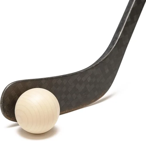 Miniatura 2 de Hockey Revolution Paquete de 3 pelotas suecas de manejo de palos, equipo de entrenamiento de floorball de madera dura sin rebote, para habilidades