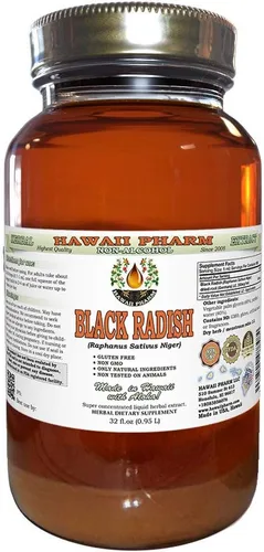 Miniatura 5 de Hawaii Pharm Extracto líquido de rábano negro sin alcohol, rábano negro (Raphanus Sativus Níger) suplemento herbario natural de glicerita de raíz