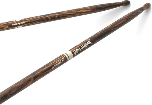Miniatura 7 de ProMark Classic Forward 2B FireGrain Baquetas, baquetas con acabado lacado, TX2BW-FG, punta de madera ovalada, nogal, 1 par