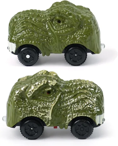 Paquete de 2 autos de pista de dinosaurios para niños, el mejor regalo de cumpleaños para niños de 3, 4, 5, 6, 7 años, autos de pista de dinosaurios