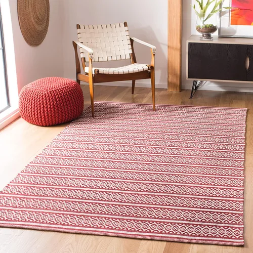 Miniatura 15 de SAFAVIEH Colección Montauk - Alfombra decorativa de 3 x 5 pies, color marfil y negro, hecha a mano de algodón estilo bohemio rural, ideal para zonas