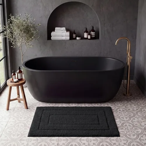Miniatura 15 de GRANNY SAYS Juego de 2 alfombras de baño de microfibra súper suave y absorbente para baño, antideslizantes, lavables, juego de alfombras de baño Gris