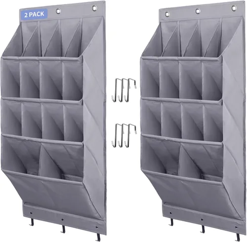 Miniatura 14 de FENTEC 1 paquete de organizadores de zapatos para colgar sobre la puerta, organizador de zapatos colgante con bolsillo profundo grande para zapatos