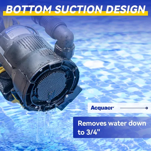 Miniatura 6 de Acquaer Bomba de sumidero automática de 1/2 HP, bomba de agua sumergible de 2450 GPH con adaptador de válvula de retención de manguera de jardín