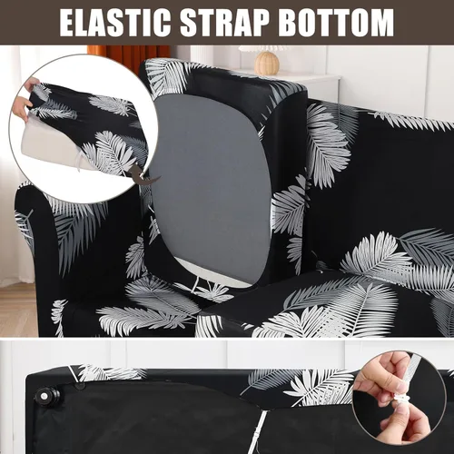 Miniatura 4 de SearchI Funda elástica para sofá con estampado, Fundas para sofá con diseño floral, 2 piezas de funda elástica para sillón con funda de cojín