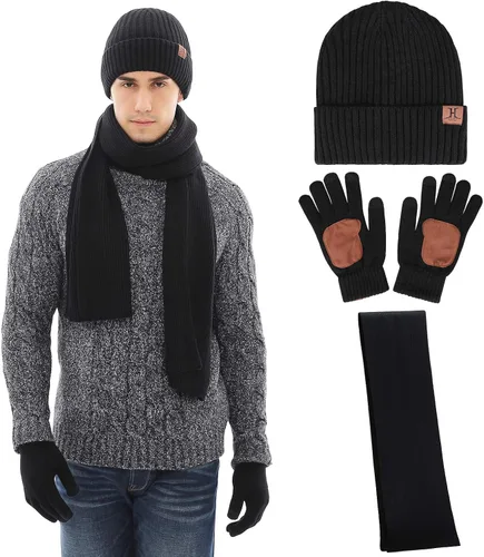 Miniatura 7 de Conjunto de guantes de punto de invierno para hombres y mujeres con forro polar