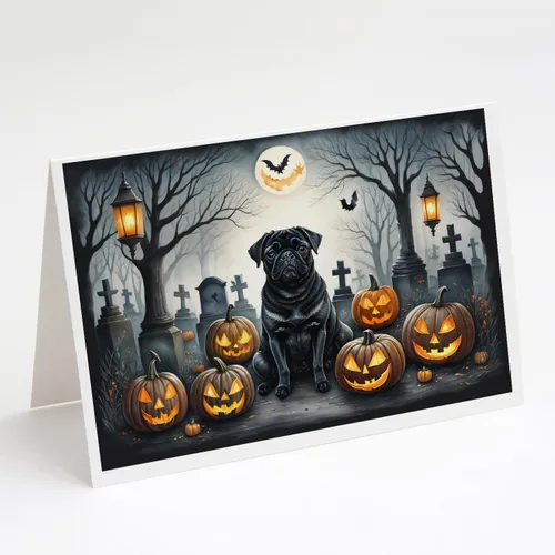 Miniatura 43 de Caroline's Treasures DAC2018GCA7P - Tarjetas de felicitación y sobres de Halloween espeluznantes de Border Collie, paquete de 8 tarjetas en blanco