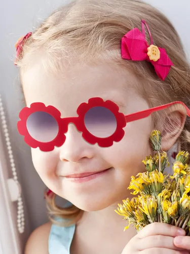 Miniatura 7 de Weewooday 8 lentes de sol de flores para niños, lindos lentes redondos para bebé, lentes con forma de flor para niños y niñas, accesorios de fiesta
