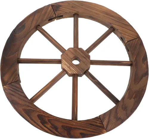 Gogogmee Decoración de pared de rueda de madera vintage, arte de pared rústico para sala de estar, material de madera natural, fácil instalación