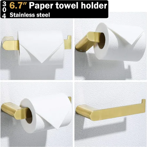 Miniatura 4 de RANDOM Portarrollos de papel higiénico de oro cepillado, accesorios de hardware de baño SUS 304 de acero inoxidable moderno soporte de rollo