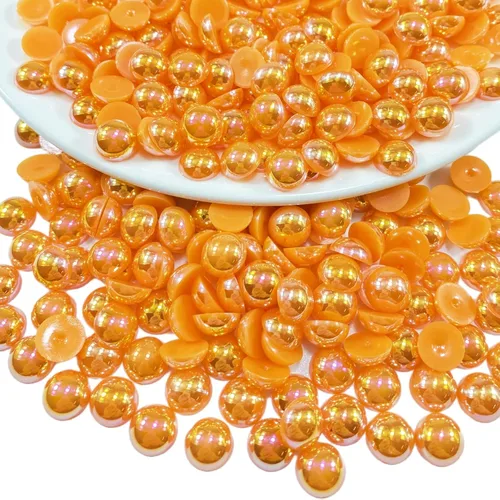 Miniatura 14 de 1000 perlas medias redondas de resina con parte trasera plana de 0.236 pulgadas para manualidades, para cara, uñas, vasos, ropa, zapatos, álbum