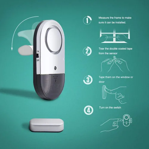 Miniatura 4 de Sensor de alarma abierto de 120 DB para puerta y ventana, paquete de 3 y 1 paquete para niños, seguridad de pacientes con demencia, alarmas