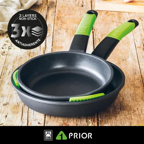 Miniatura 2 de BRA Prior - Sartén de aluminio fundido con revestimiento antiadherente clásico de teflón, 10.2 in, color negro