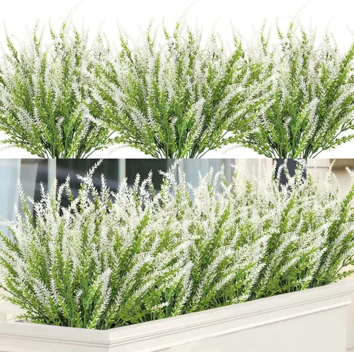 Miniatura 12 de Ouddy Decor 24 Manojos de Flores Artificiales de Lavanda Falsas Plantas de Plástico para Hogar Boda Cocina Jardín Patio Caja de Ventana Mesa