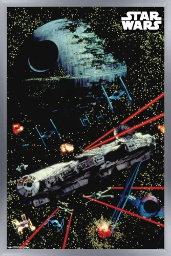 Miniatura 15 de Trends International Star Wars: Saga - Póster de pared de batalla espacial, 14.725 x 22.375 pulgadas, versión enmarcada de madera de granero
