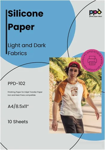 Miniatura 28 de PPD - Papel de transferencia térmica para camisetas de color oscuro para impresora de inyección de tinta, LTR, paquete de 5 hojas de 8.5 x 11