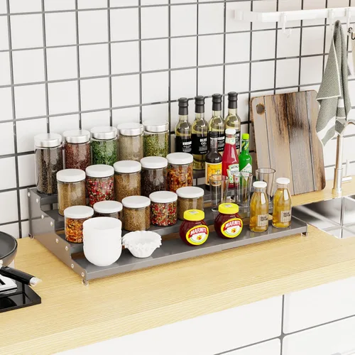 Miniatura 2 de Jojocross Organizador de especias expandible de 4 niveles para gabinete de cocina, diseño moderno y estante de almacenamiento antideslizante que 1
